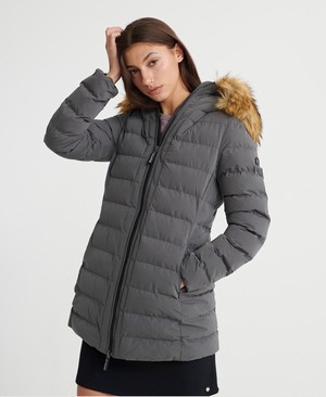 Superdry Arctic Tall Puffer Női Kabát MélySzürke | NZDFS6493